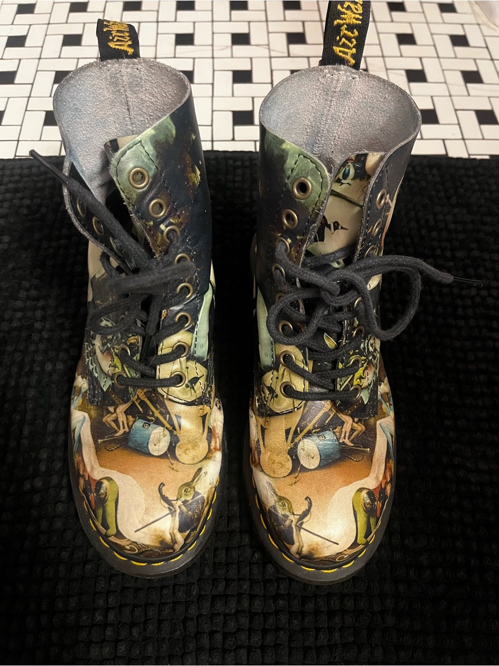 RARE Dr Martens Pascal lace up boots artists series-Heironymous Bosch Hell print